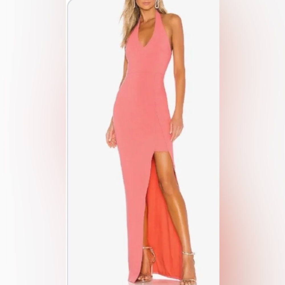 Revolve LIKELY Coral Halter Maxi Dress 4